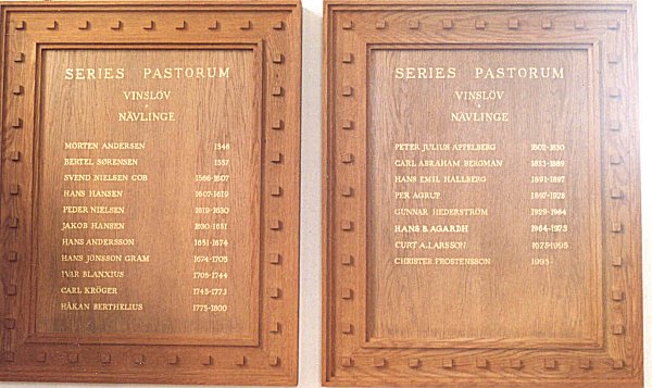 Vinslv kirke's series pastorum